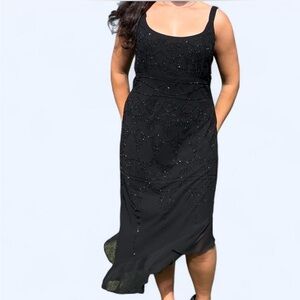 Dressbarn Black Beaded Asymmetrical Dress